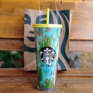 Starbucks Arizona Tumbler Cute Cactus Print Acryli